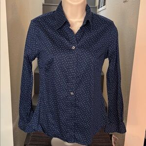 Banana Republic W2P dark blue heart print blouse